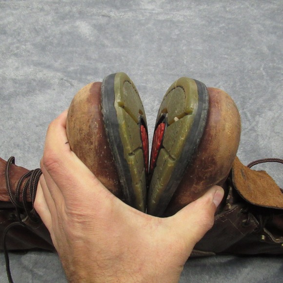 Double H Boots Men? 8.5D Brown Leather Work Kiltie Steel Toe Waterproof RARE VTG main image 9